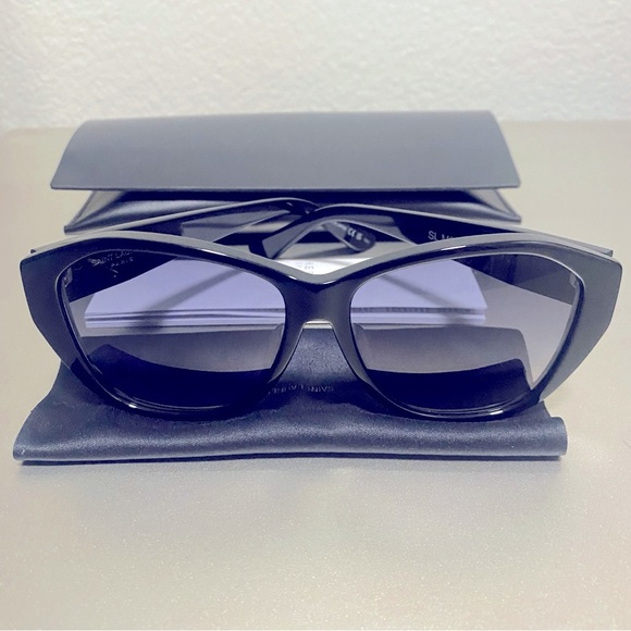 NEW SAINT LAURENT YSL SL M8/FN 001 Sunglasses in Black With YSL Logo in Gold - Picture 13 of 16